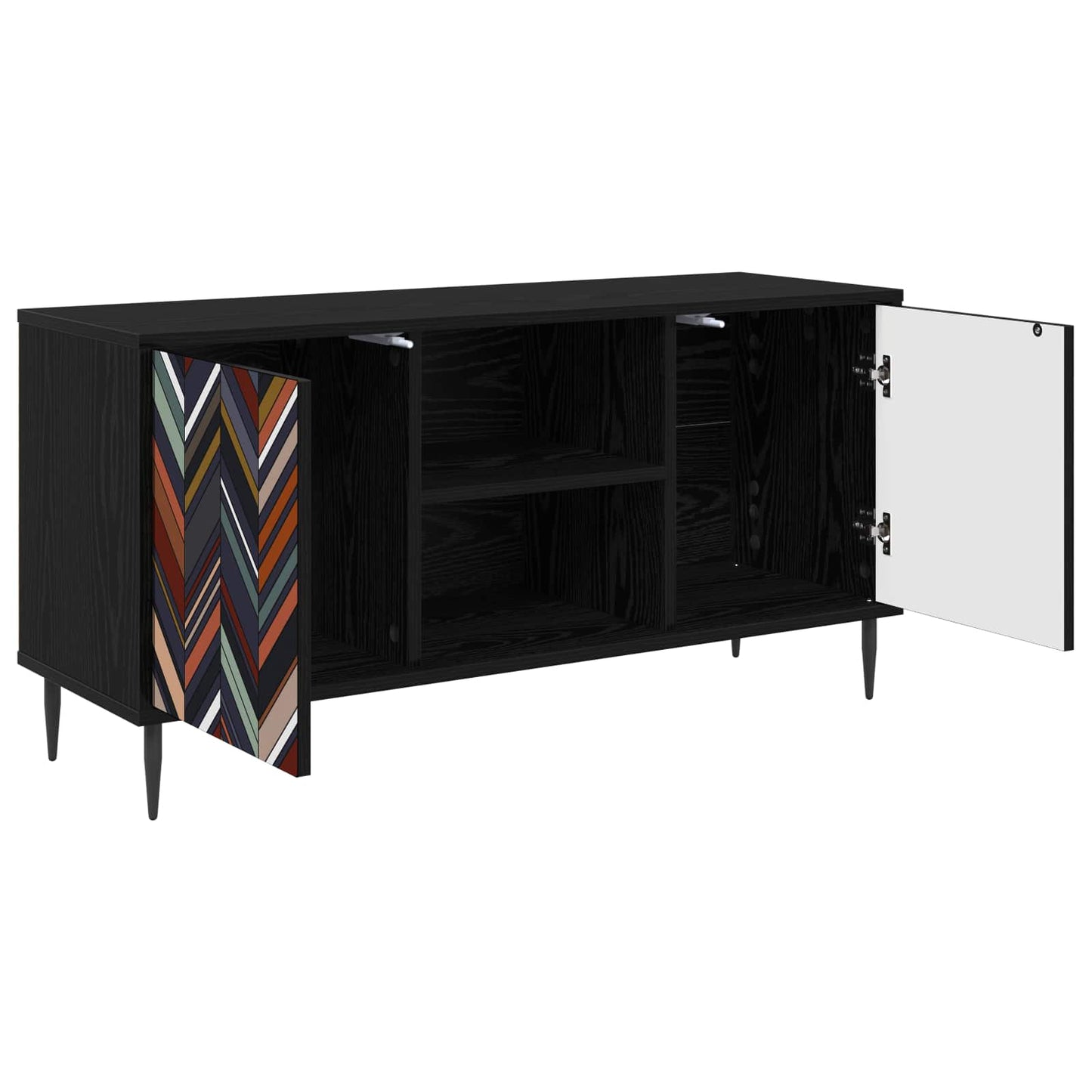 vidaXL TV Cabinet OMMEN 102 x 33 x 51 cm Black Oak Engineered Wood 3