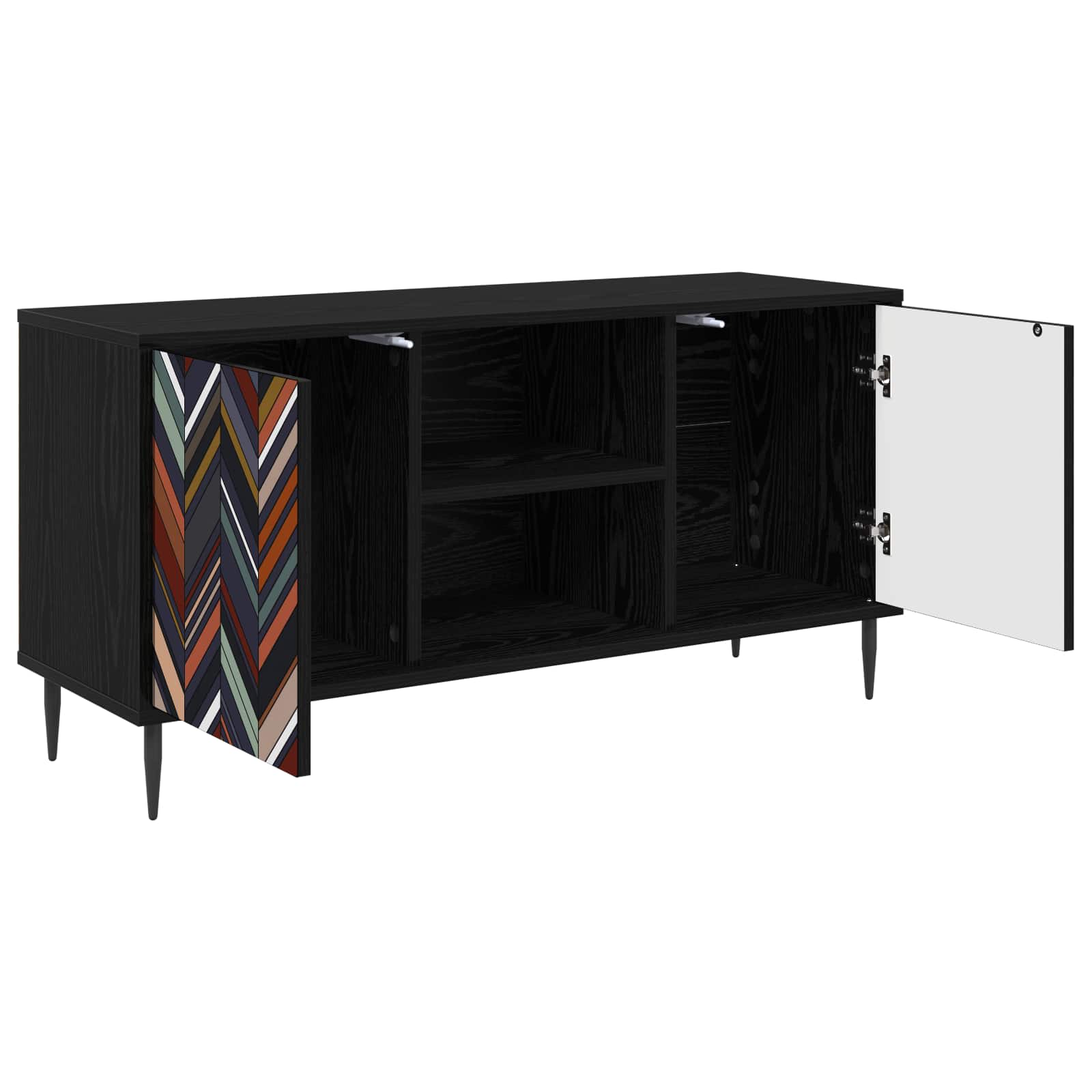 vidaXL TV Cabinet OMMEN 102 x 33 x 51 cm Black Oak Engineered Wood 3