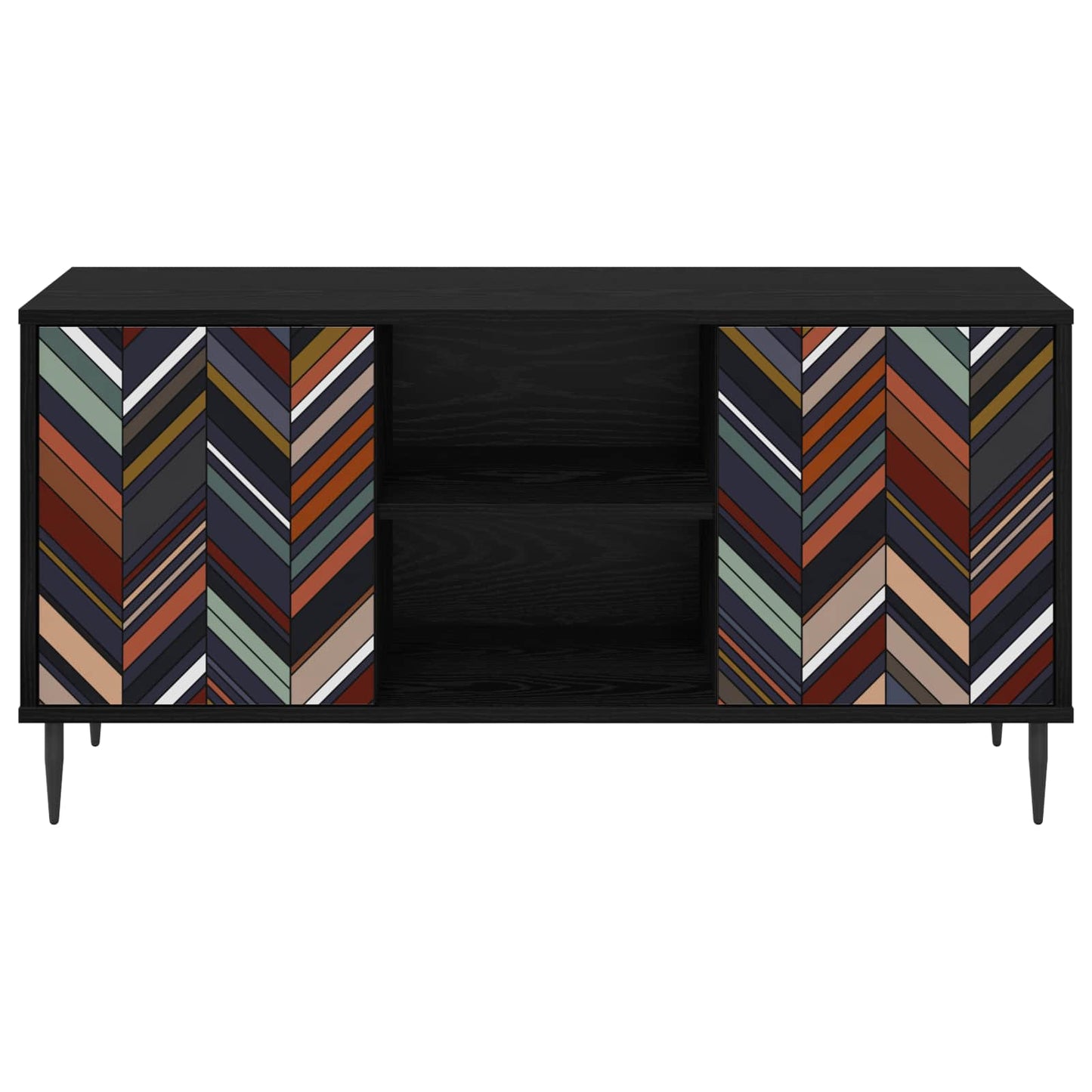 vidaXL TV Cabinet OMMEN 102 x 33 x 51 cm Black Oak Engineered Wood 4
