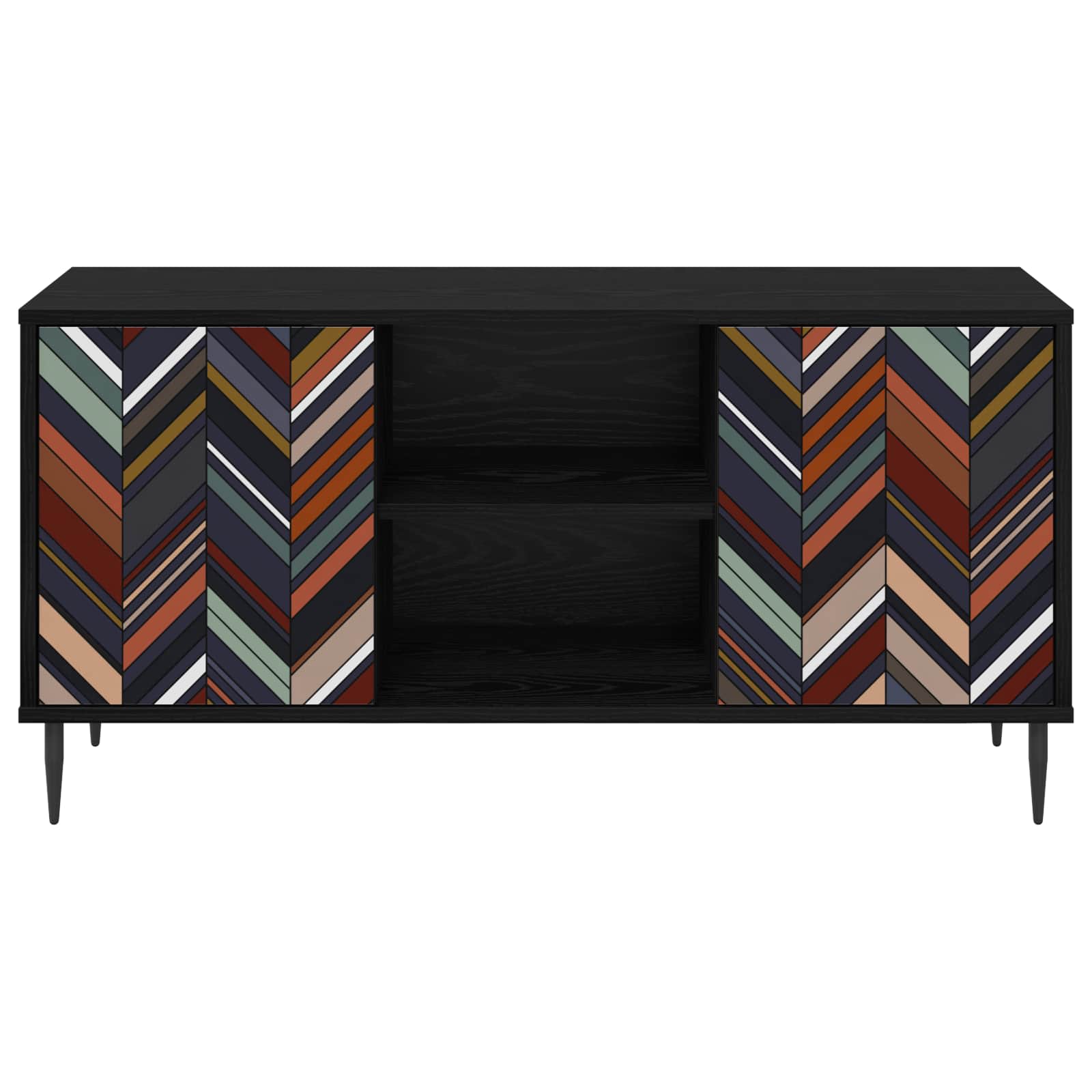 vidaXL TV Cabinet OMMEN 102 x 33 x 51 cm Black Oak Engineered Wood 4