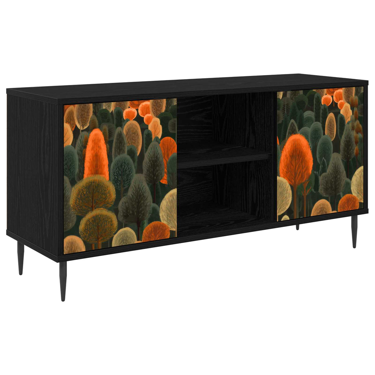 TV Cabinet BONN 102 x 33 x 51 cm Black Oak Engineered Wood Forest print