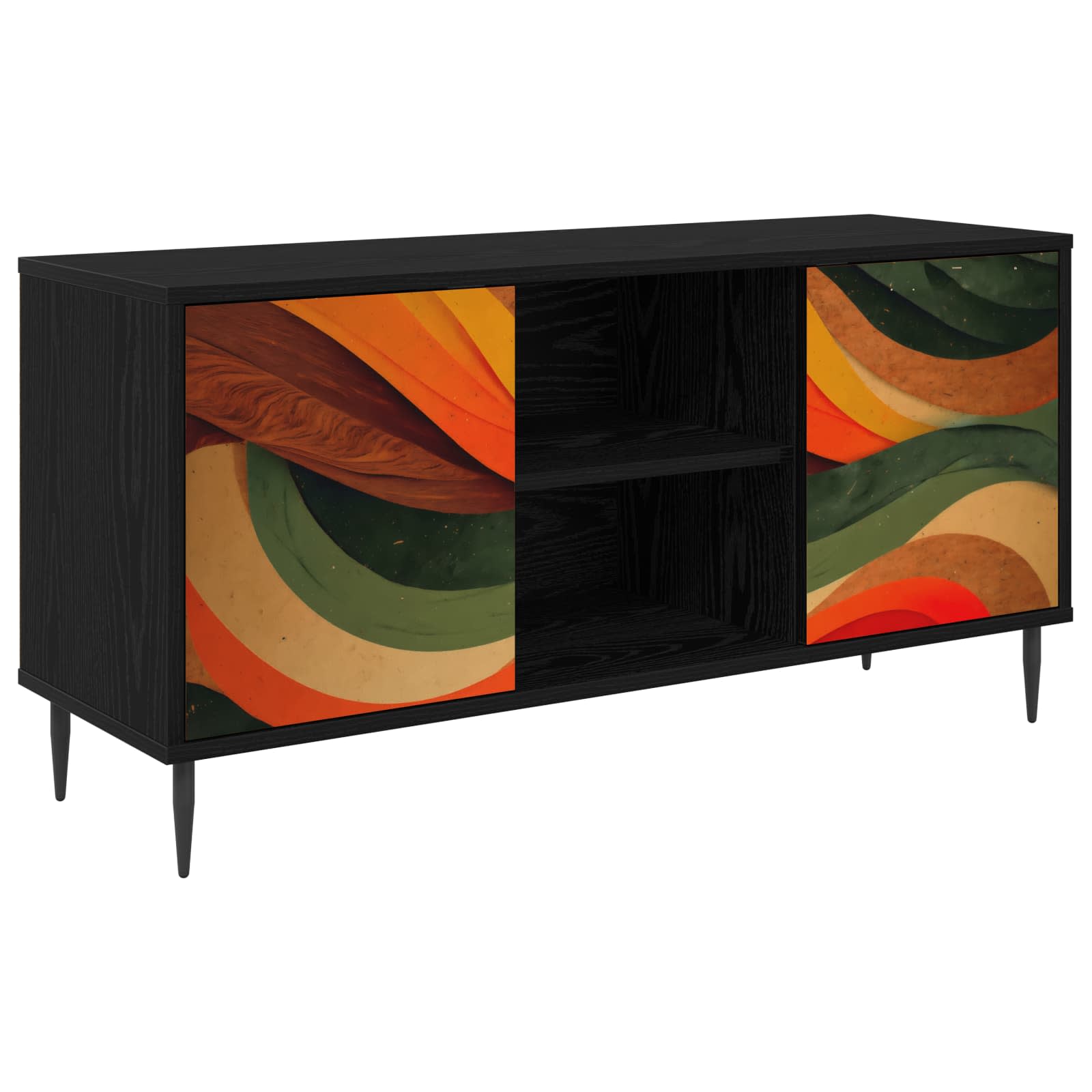 vidaXL TV Cabinet BONN 102 x 33 x 51 cm Black Oak Engineered Wood 2