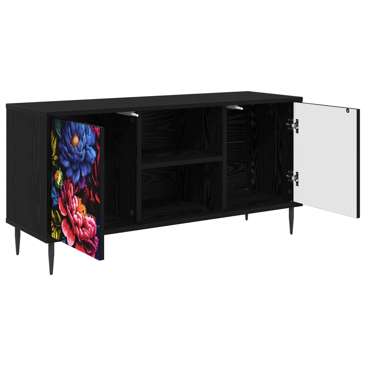 TV Cabinet BONN 102 x 33 x 51 cm Black Oak Engineered Wood Dark peony print