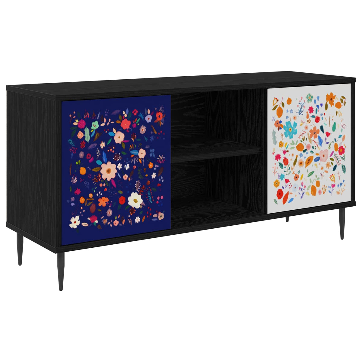 TV Cabinet BONN 102 x 33 x 51 cm Black Oak Engineered Wood Floral print