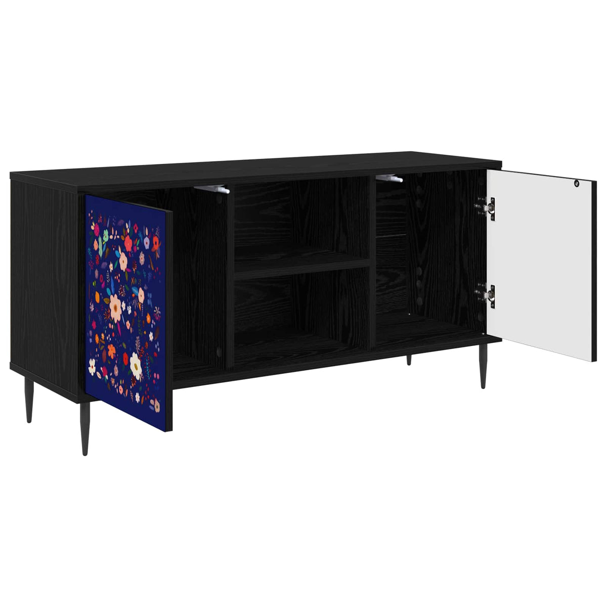 TV Cabinet BONN 102 x 33 x 51 cm Black Oak Engineered Wood Floral print