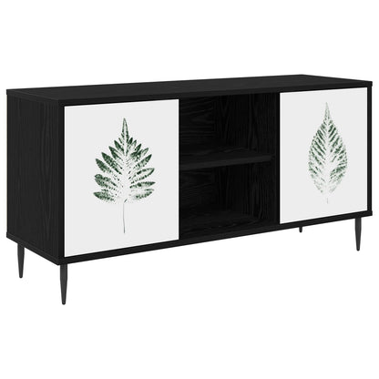 TV Cabinet BONN 102 x 33 x 51 cm Black Oak Engineered Wood Green leave print