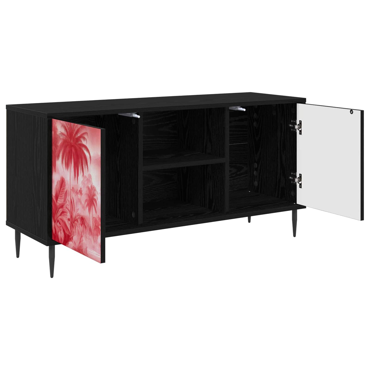 TV Cabinet BONN 102 x 33 x 51 cm Black Oak Engineered Wood Pink palm tree print
