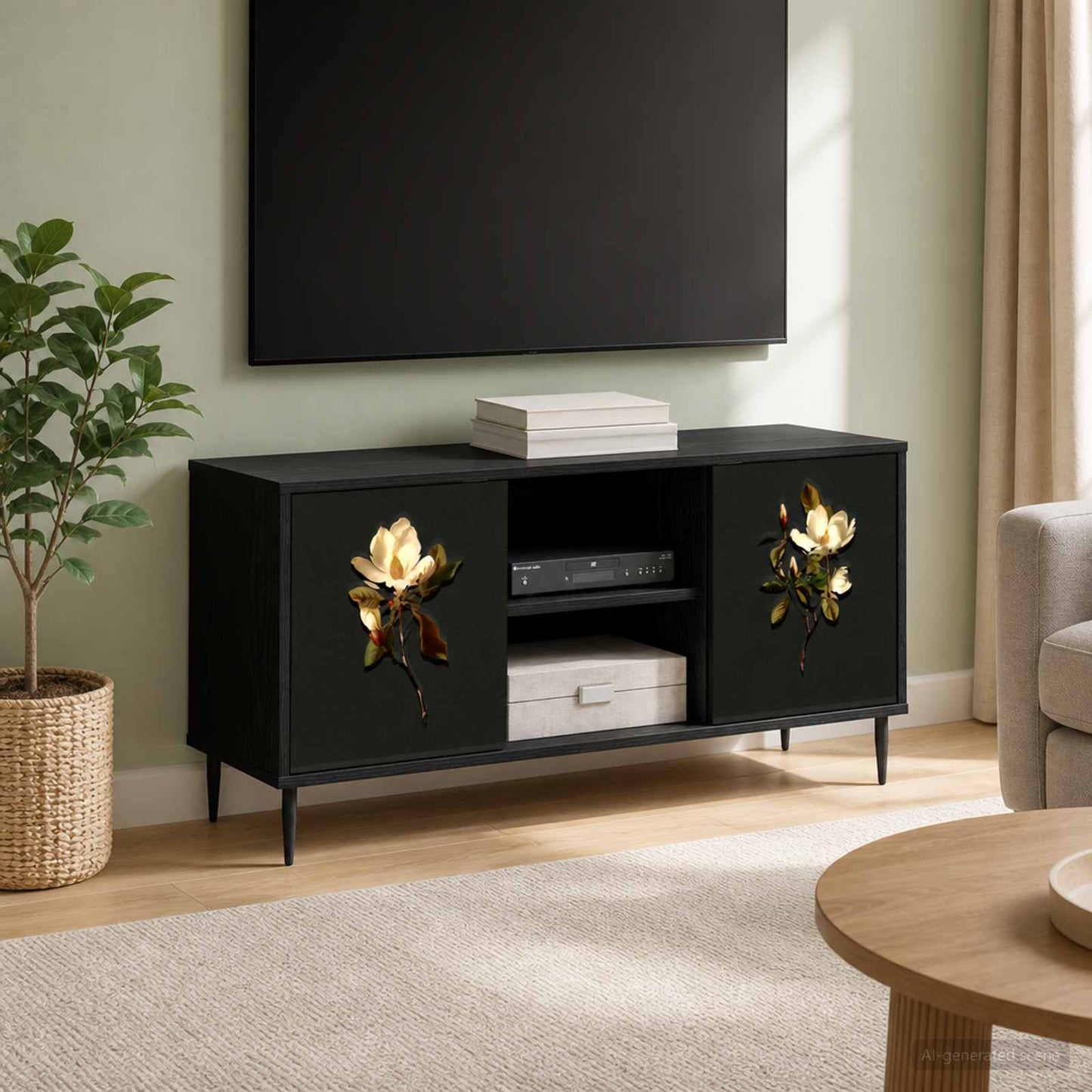 vidaXL TV Cabinet BREMEN 102 x 33 x 51 cm Black Oak Engineered Wood 1
