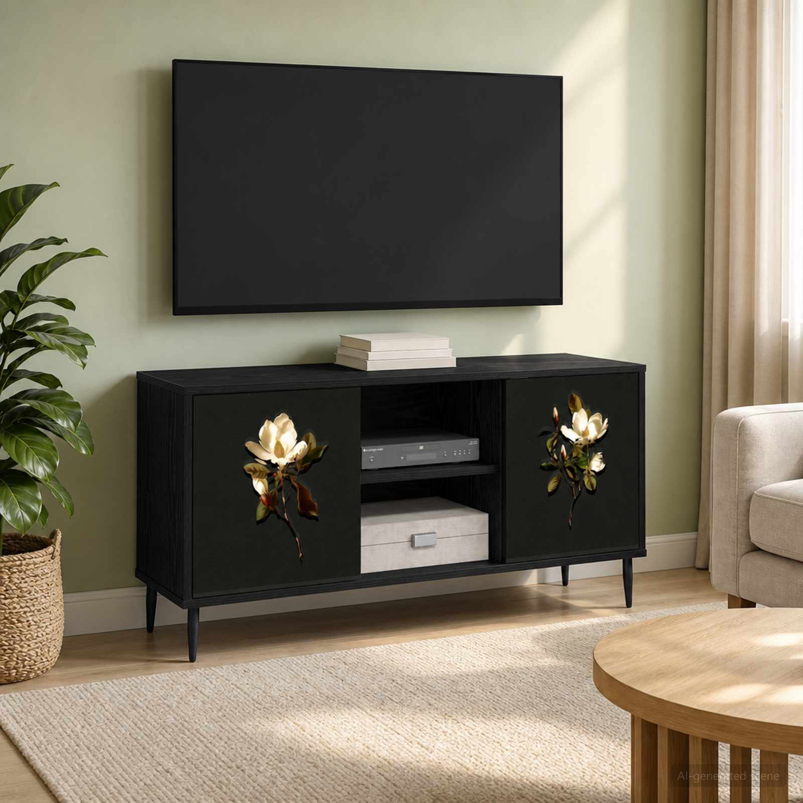 vidaXL TV Cabinet BREMEN 102 x 33 x 51 cm Black Oak Engineered Wood 3