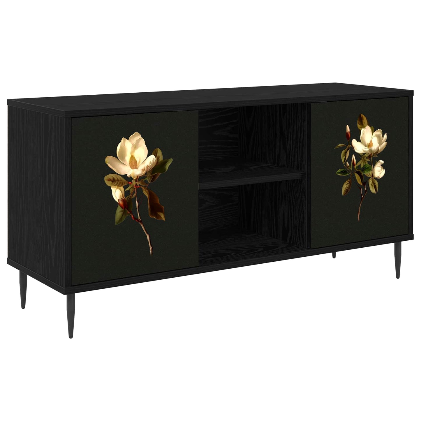 vidaXL TV Cabinet BREMEN 102 x 33 x 51 cm Black Oak Engineered Wood 2