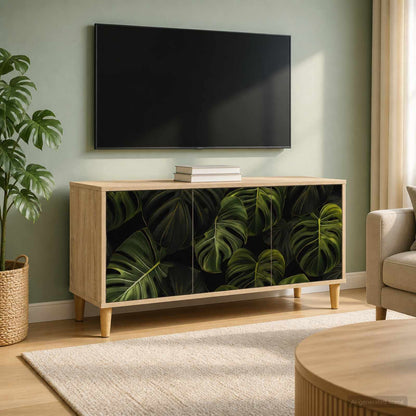 TV Cabinet BONN 102 x 33 x 50 cm Sonoma Engineered Wood Palm leave print