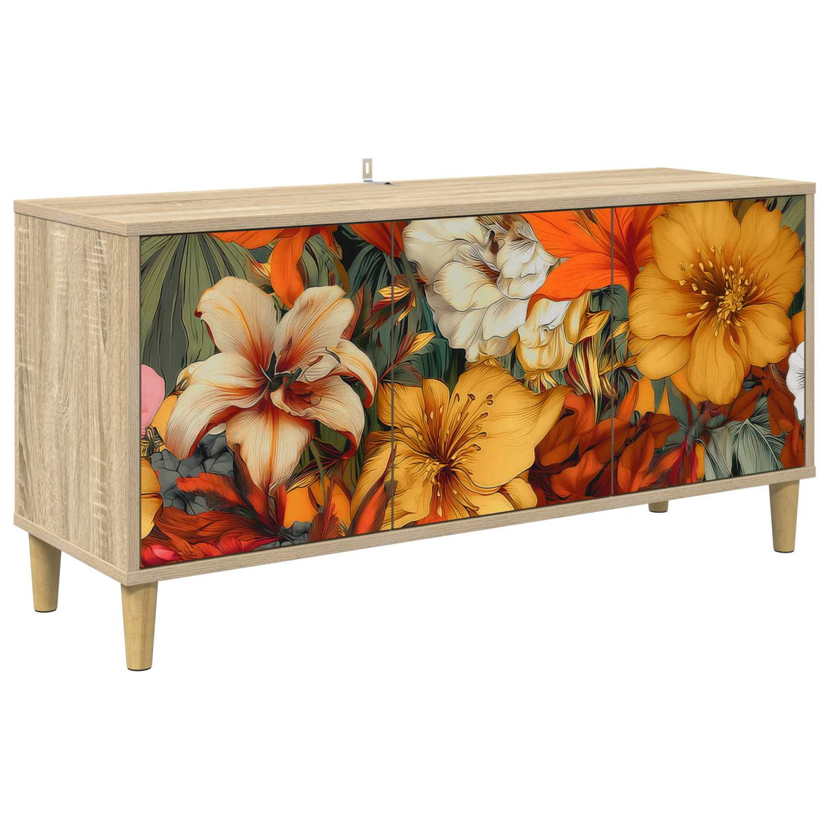 TV Cabinet BONN 102 x 33 x 50 cm Sonoma Engineered Wood Lily print