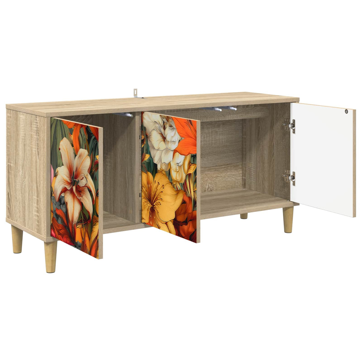 TV Cabinet BONN 102 x 33 x 50 cm Sonoma Engineered Wood Lily print