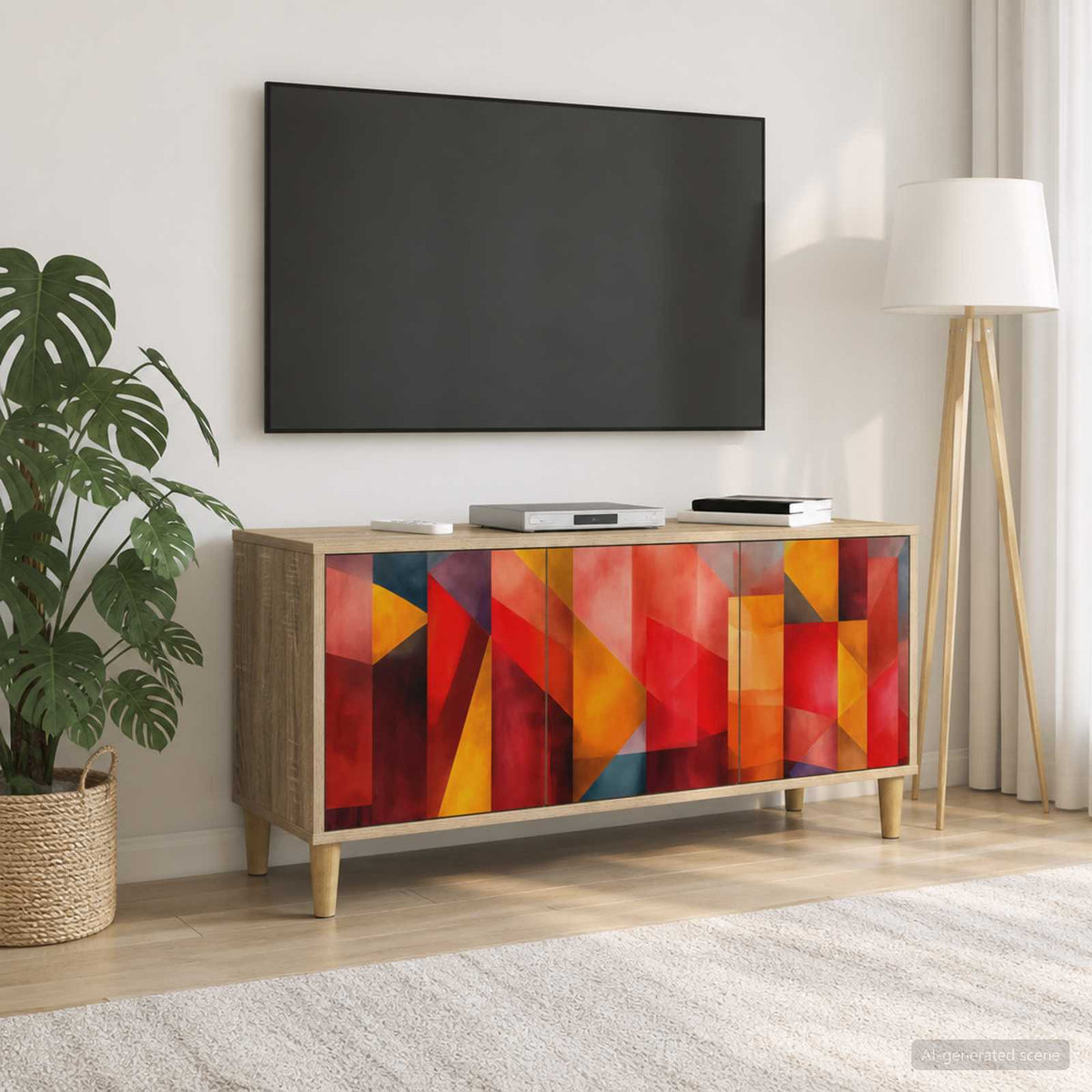 TV Cabinet BONN 102 x 33 x 50 cm Sonoma Engineered Wood Color block print