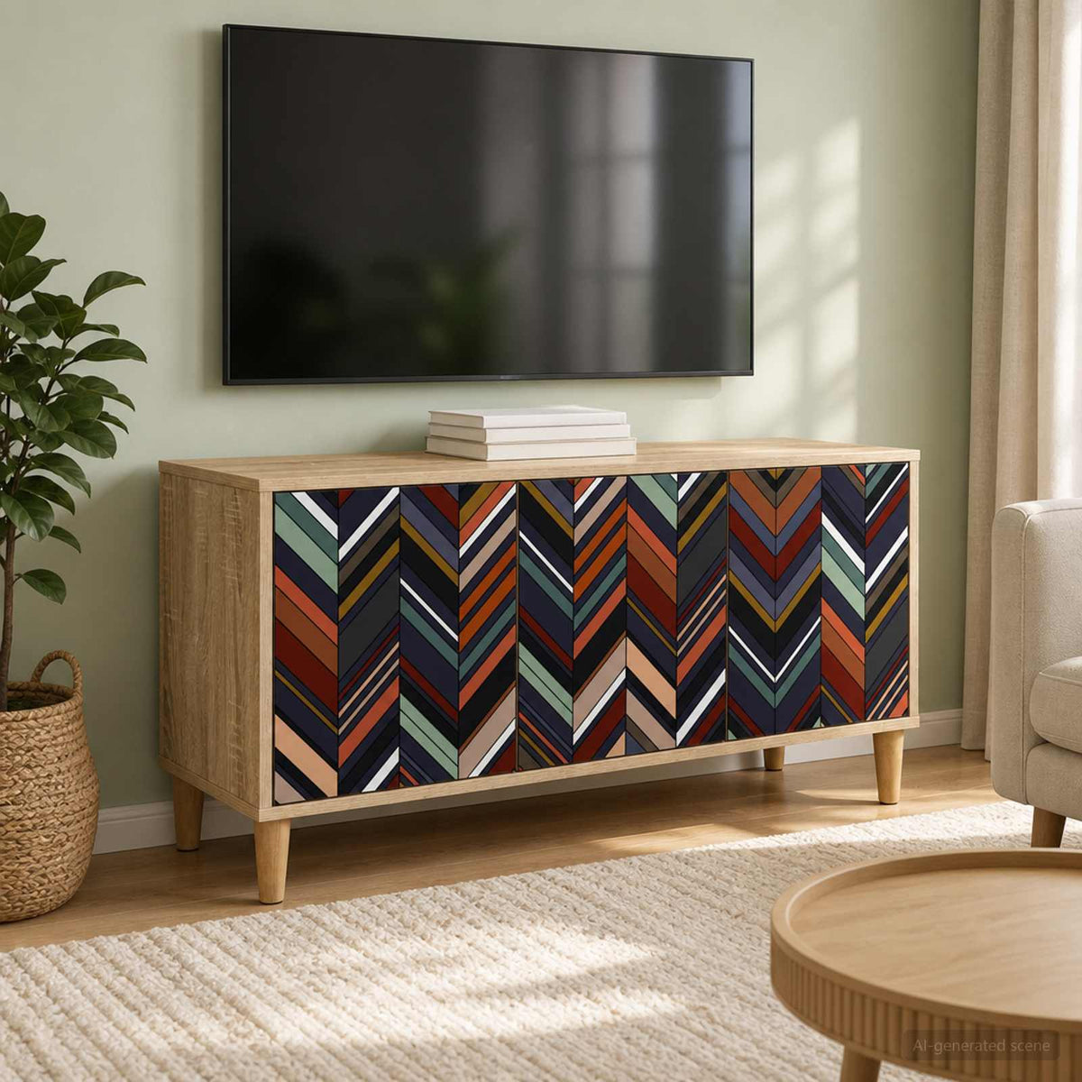 vidaXL TV Cabinet OMMEN 102 x 33 x 50 cm Sonoma Engineered Wood 1