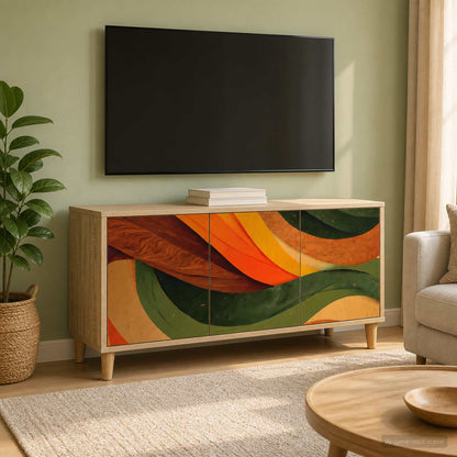 TV Cabinet BONN 102 x 33 x 50 cm Sonoma Engineered Wood Retro wave print