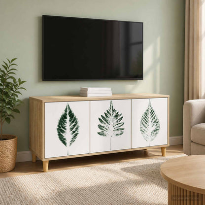 TV Cabinet BONN 102 x 33 x 50 cm Sonoma Engineered Wood Green leave print