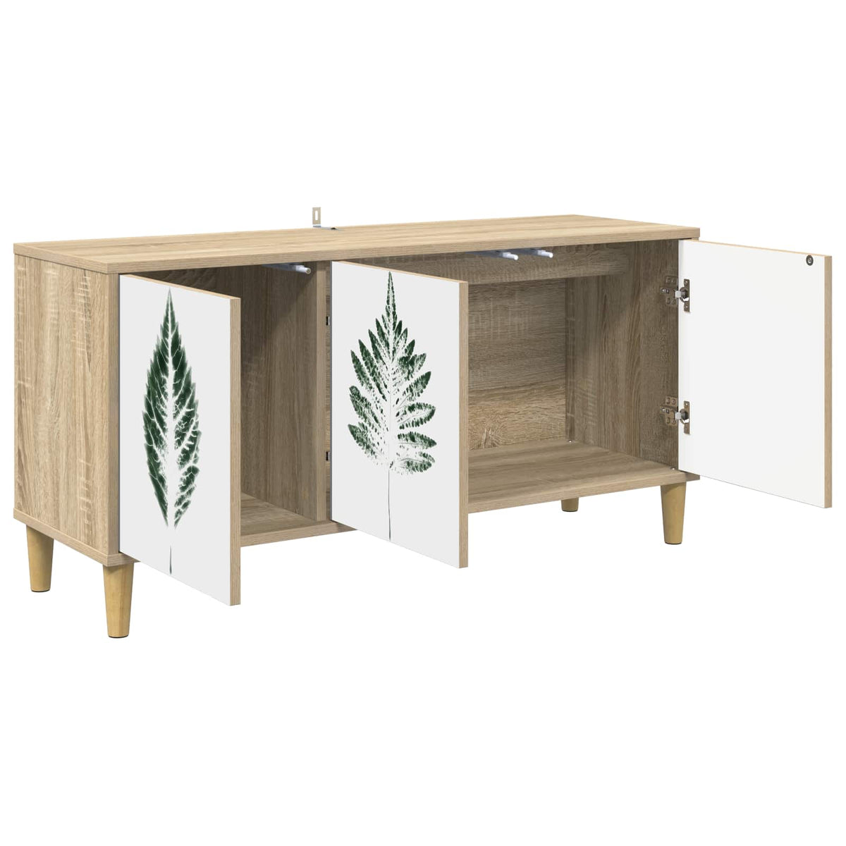 TV Cabinet BONN 102 x 33 x 50 cm Sonoma Engineered Wood Green leave print