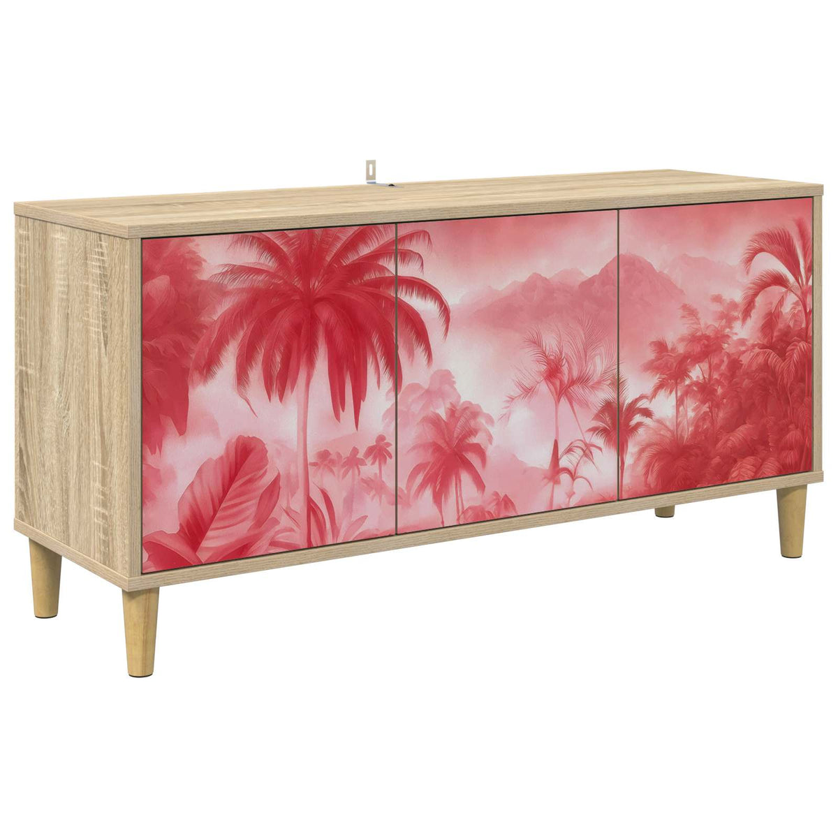 TV Cabinet BONN 102 x 33 x 50 cm Sonoma Engineered Wood Pink palm tree print