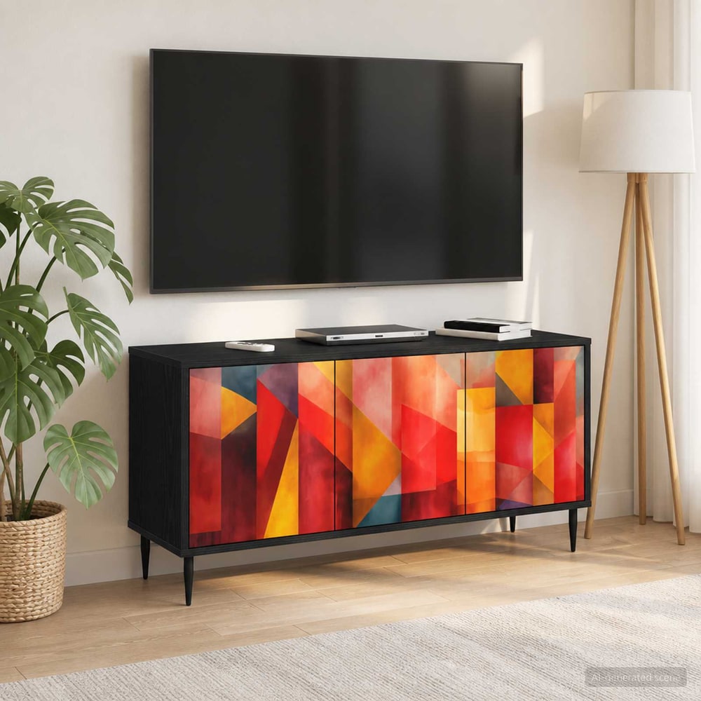 TV Cabinet BONN 102 x 33 x 51 cm Black Oak Engineered Wood Color block print