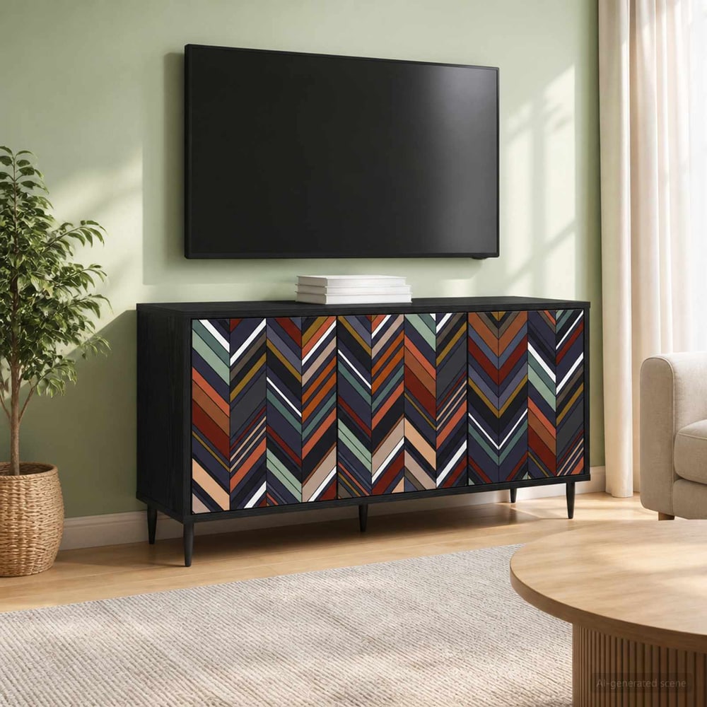 TV Cabinet BONN 102 x 33 x 51 cm Black Oak Engineered Wood Geometric print