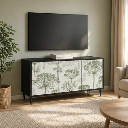TV Cabinet BONN 102 x 33 x 51 cm Black Oak Engineered Wood Green tree print