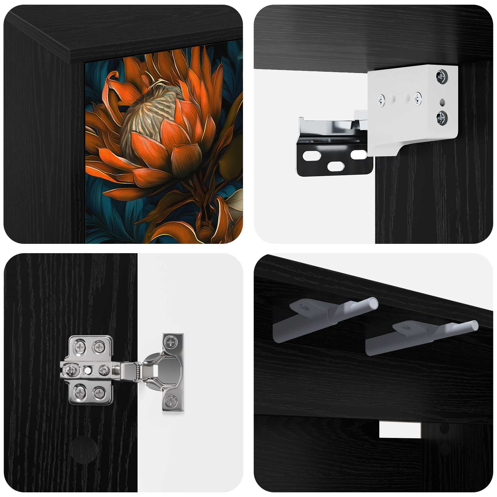 vidaXL Wall-mounted TV Cabinet LOCHEM 69 x 33 x 40 cm Black Oak 5