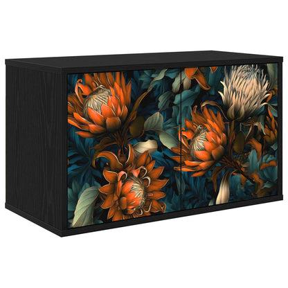 vidaXL Wall-mounted TV Cabinet LOCHEM 69 x 33 x 40 cm Black Oak 1