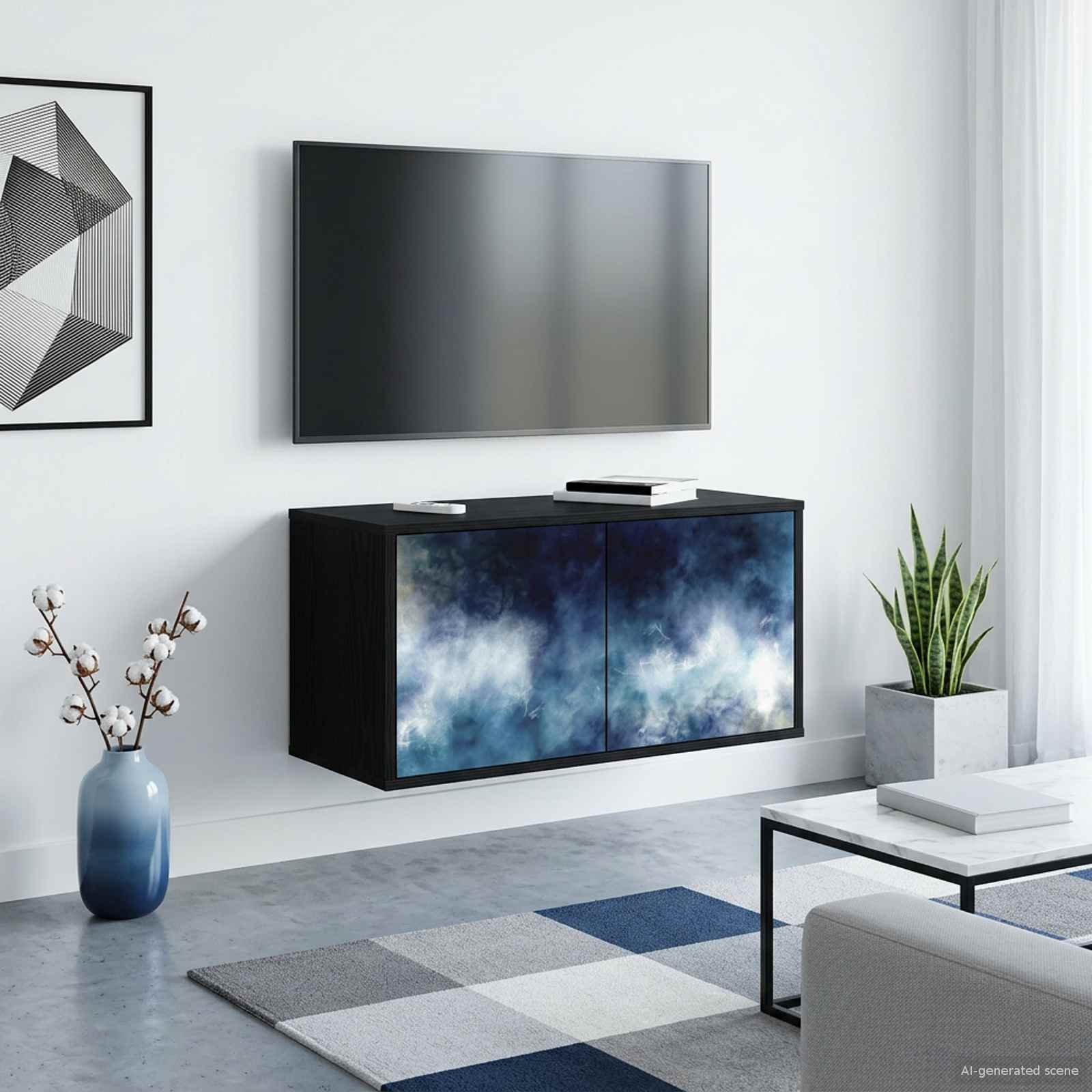 vidaXL Wall-mounted TV Cabinet RAALTE 69 x 33 x 40 cm Black Oak 1
