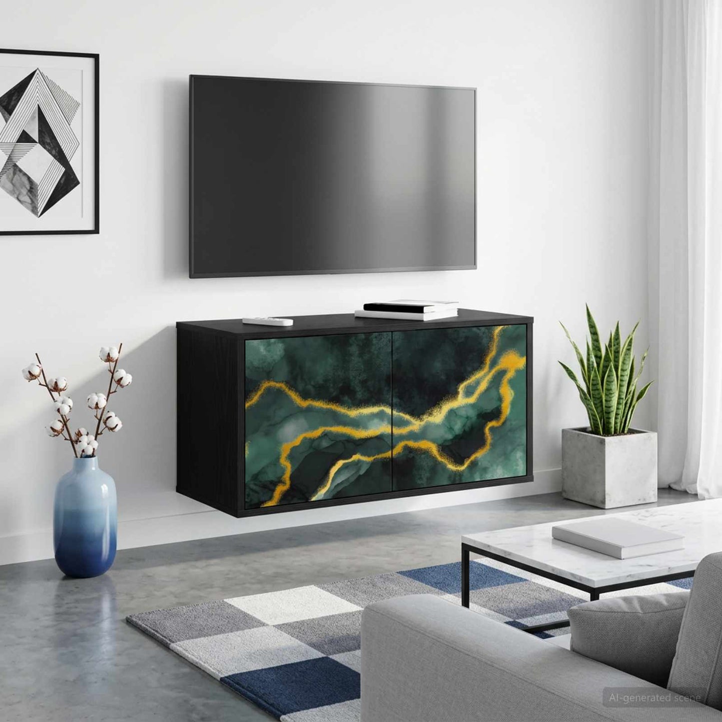 vidaXL Wall-mounted TV Cabinet WIJHE 69 x 33 x 40 cm Black Oak 1