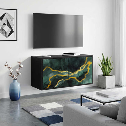 vidaXL Wall-mounted TV Cabinet WIJHE 69 x 33 x 40 cm Black Oak 1