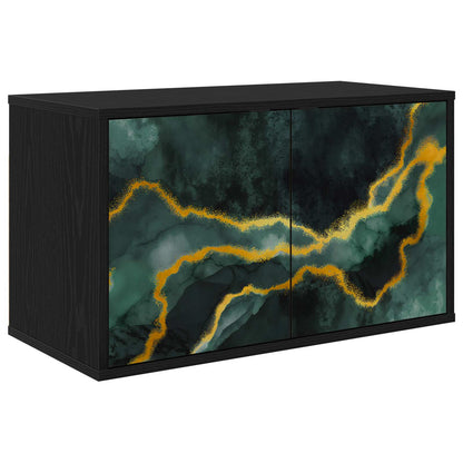 vidaXL Wall-mounted TV Cabinet WIJHE 69 x 33 x 40 cm Black Oak 2
