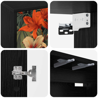 vidaXL Wall-mounted TV Cabinet GENNEP 69 x 33 x 40 cm Black Oak 5