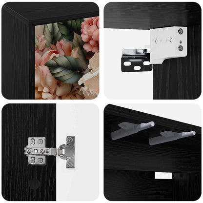 vidaXL Wall-mounted TV Cabinet BORNE 69 x 33 x 40 cm Black Oak 5