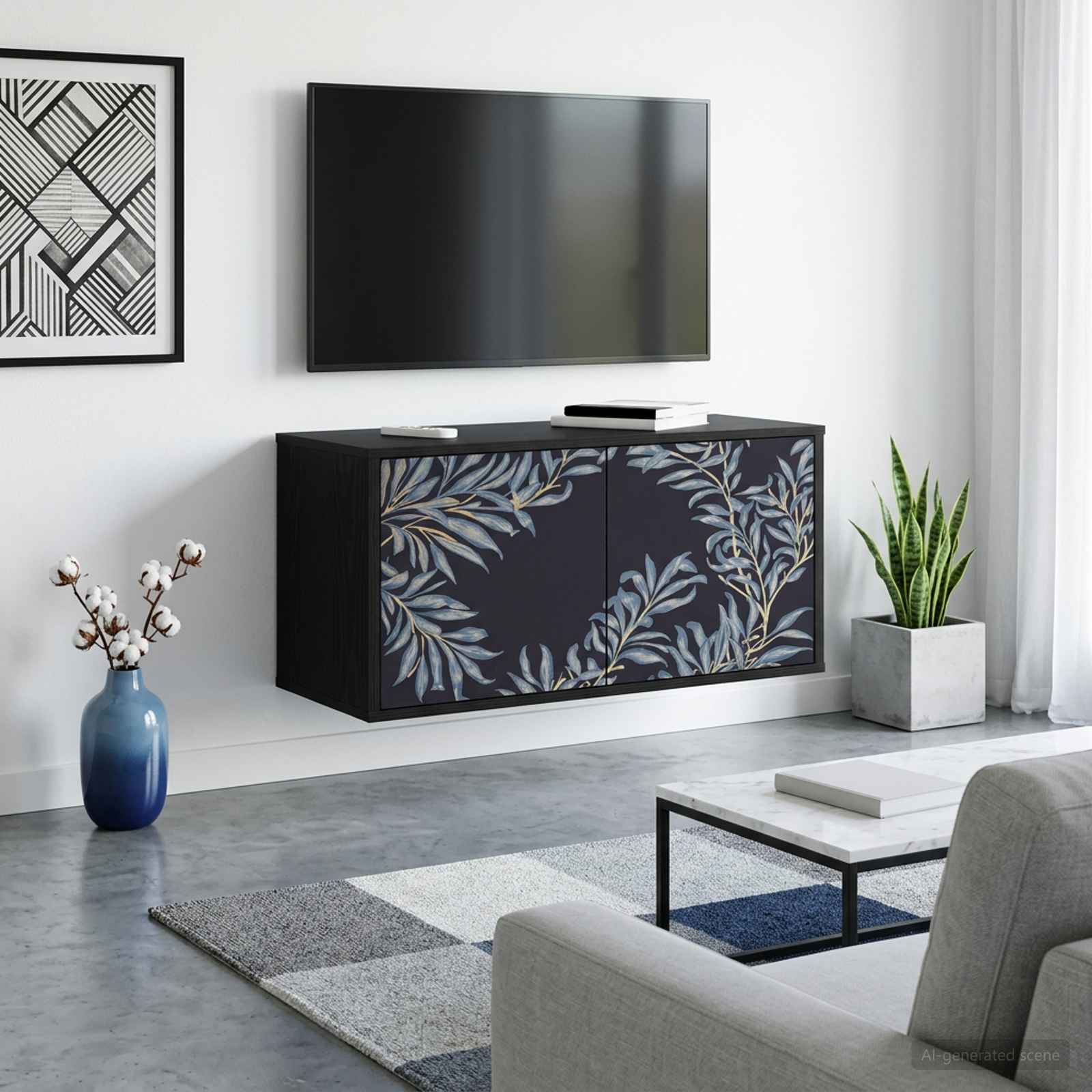 vidaXL Wall-mounted TV Cabinet DOKKUM 69 x 33 x 40 cm Black Oak 1