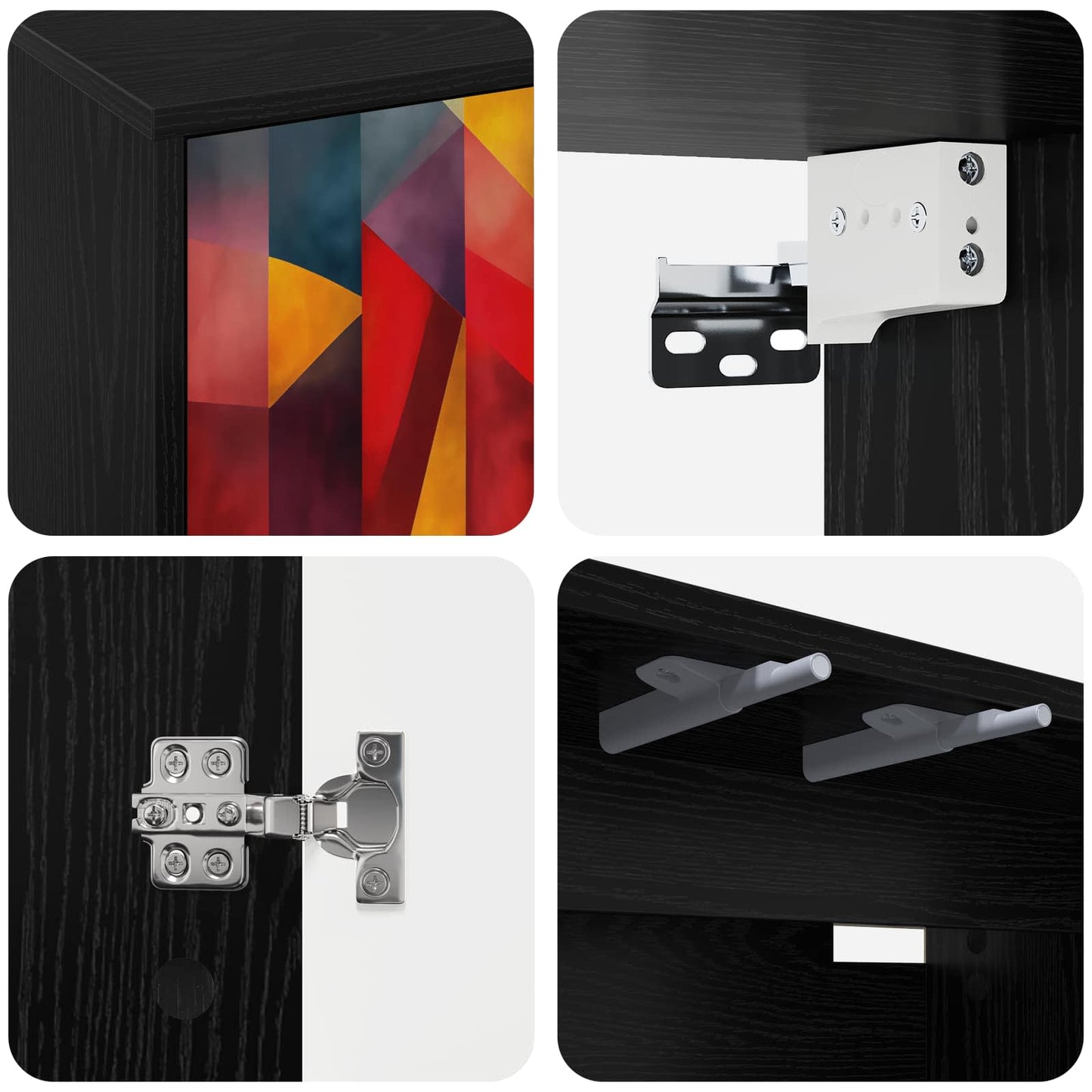 vidaXL Wall-mounted TV Cabinet HEESCH 69 x 33 x 40 cm Black Oak 5