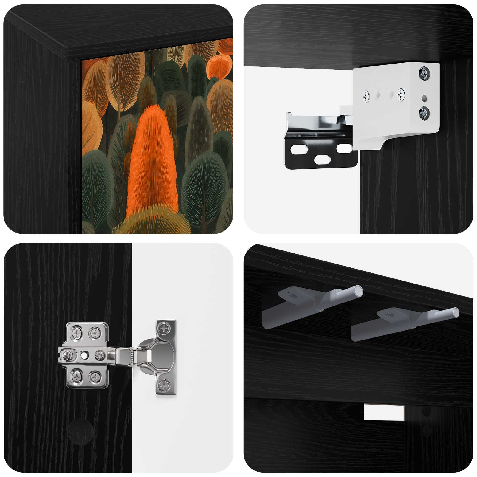 vidaXL Wall-mounted TV Cabinet ZAANDAM 69 x 33 x 40 cm Black Oak 5