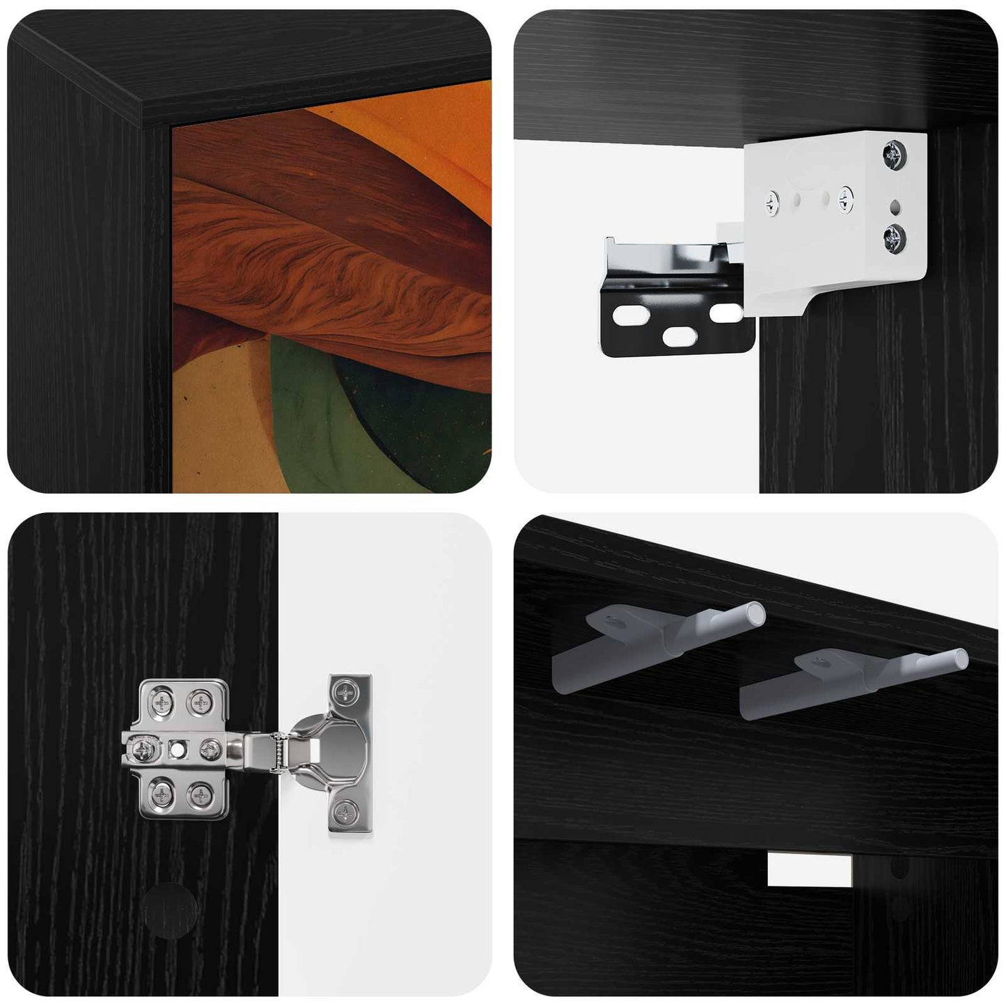 vidaXL Wall-mounted TV Cabinet BONN 69 x 33 x 40 cm Black Oak 5