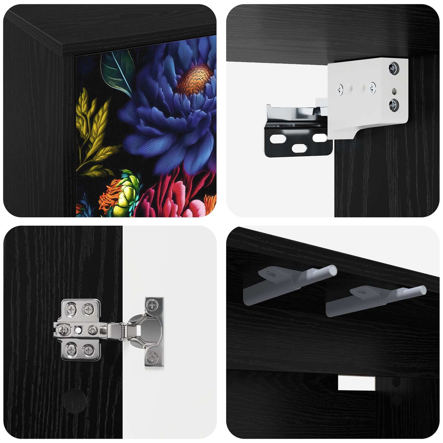 vidaXL Wall-mounted TV Cabinet KIEL 69 x 33 x 40 cm Black Oak 5