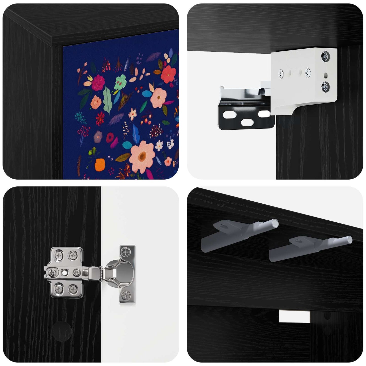 vidaXL Wall-mounted TV Cabinet MAINZ 69 x 33 x 40 cm Black Oak 5
