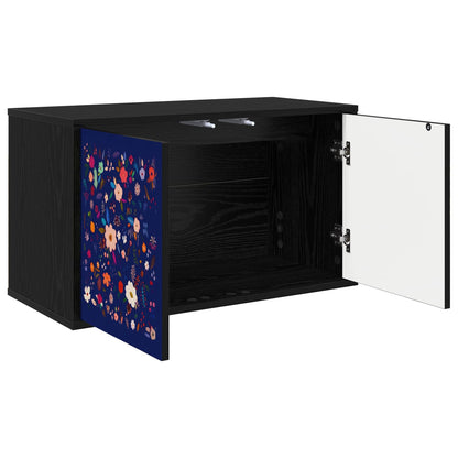 vidaXL Wall-mounted TV Cabinet MAINZ 69 x 33 x 40 cm Black Oak 2