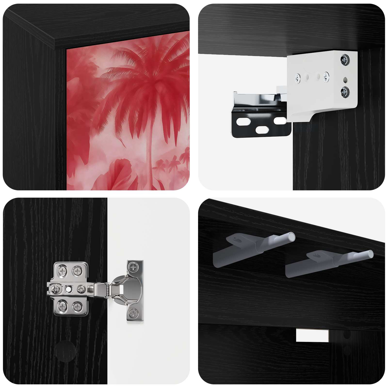 vidaXL Wall-mounted TV Cabinet AACHEN 69 x 33 x 40 cm Black Oak 5