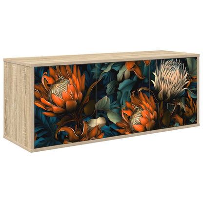 Wall-mounted TV Cabinet BONN 102 x 33 x 40 cm Sonoma oak Orange print