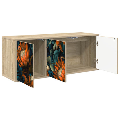 Wall-mounted TV Cabinet BONN 102 x 33 x 40 cm Sonoma oak Orange print