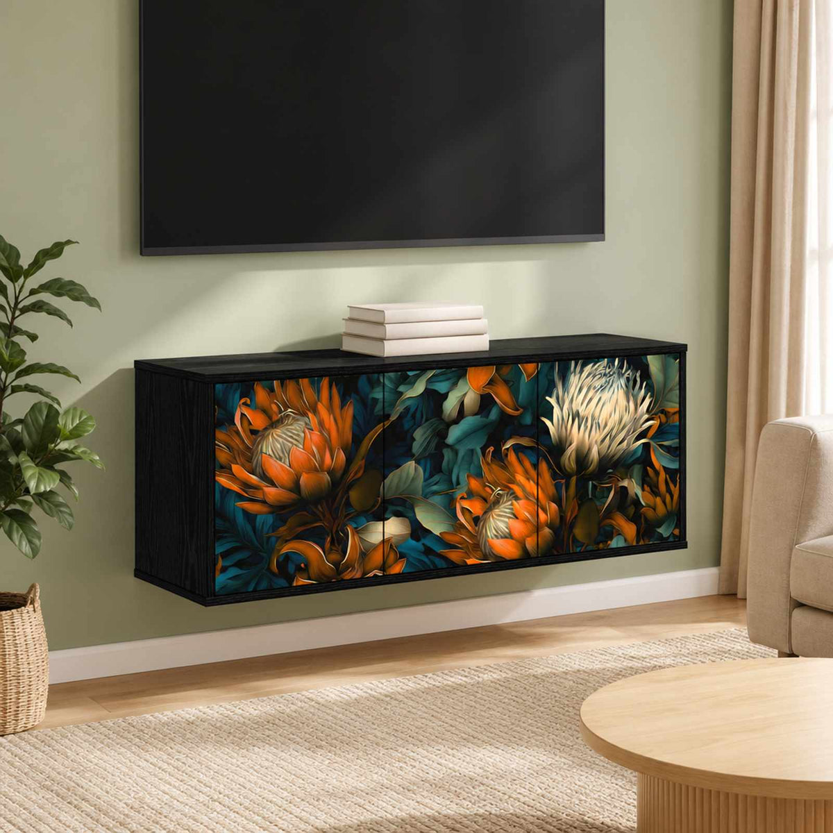 vidaXL Wall-mounted TV Cabinet LOCHEM 102 x 33 x 40 cm Black Oak 1