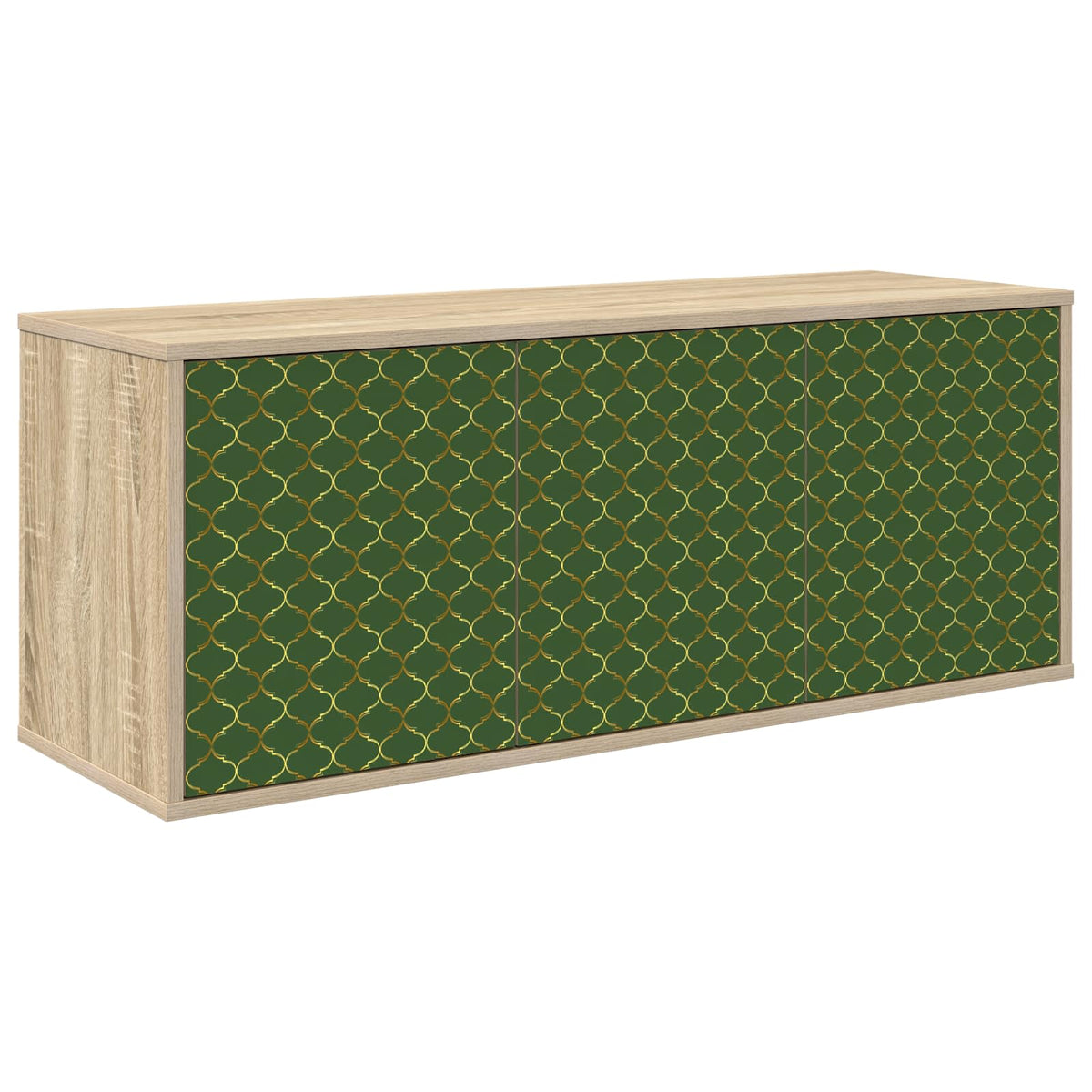 Wall-mounted TV Cabinet BONN 102 x 33 x 40 cm Sonoma oak Emerald geometric print