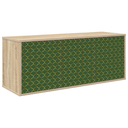 Wall-mounted TV Cabinet BONN 102 x 33 x 40 cm Sonoma oak Emerald geometric print