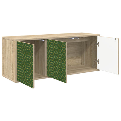 Wall-mounted TV Cabinet BONN 102 x 33 x 40 cm Sonoma oak Emerald geometric print