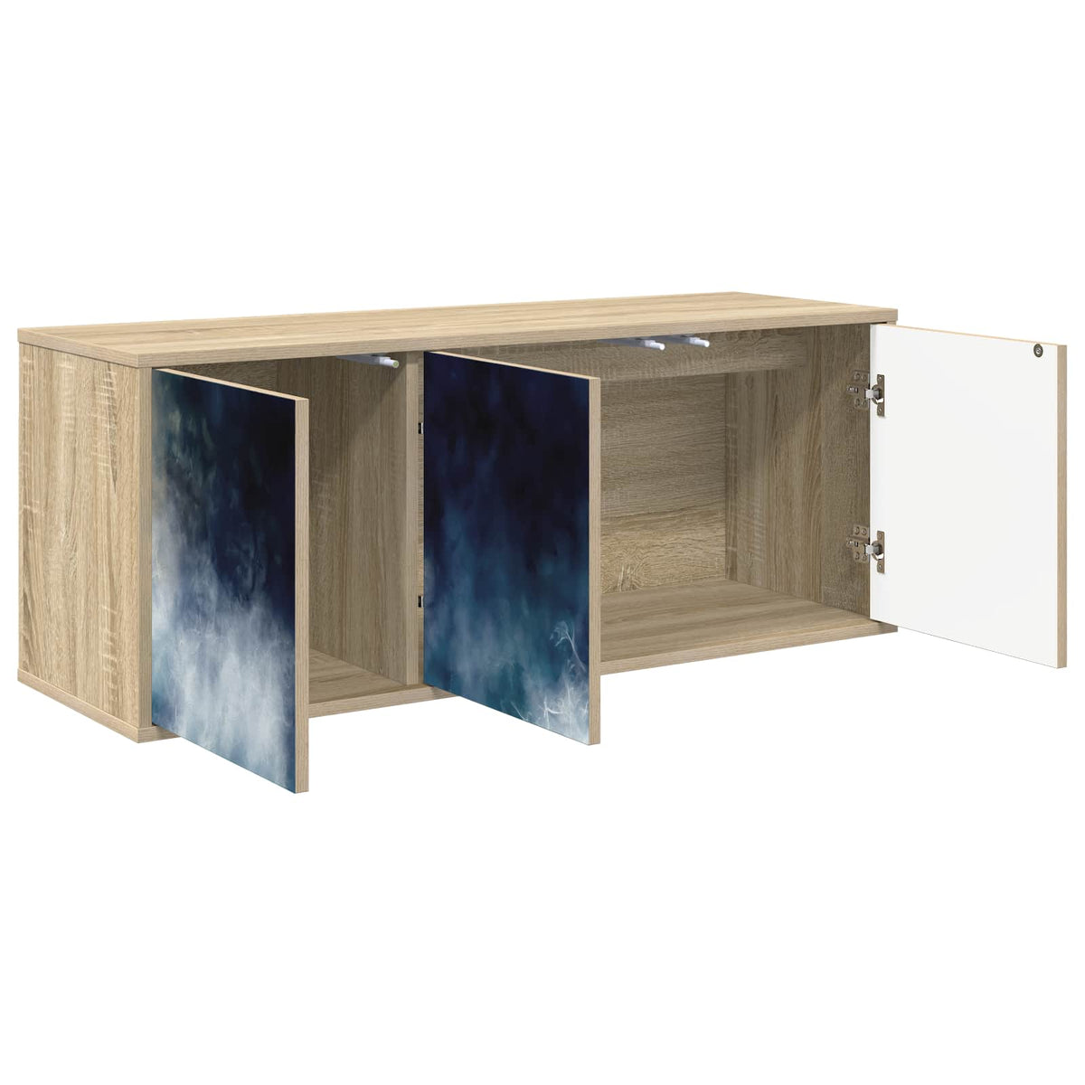 Wall-mounted TV Cabinet BONN 102 x 33 x 40 cm Sonoma oak Blue marble print