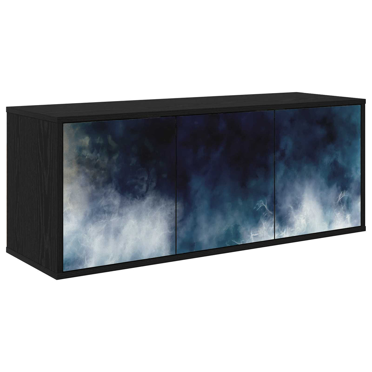 Wall-mounted TV Cabinet BONN 102 x 33 x 40 cm Black oak Blue marble print